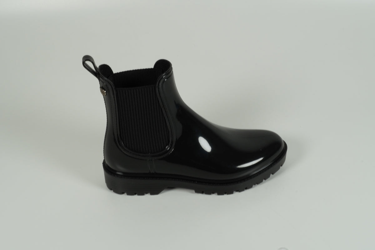 Black rubber boots