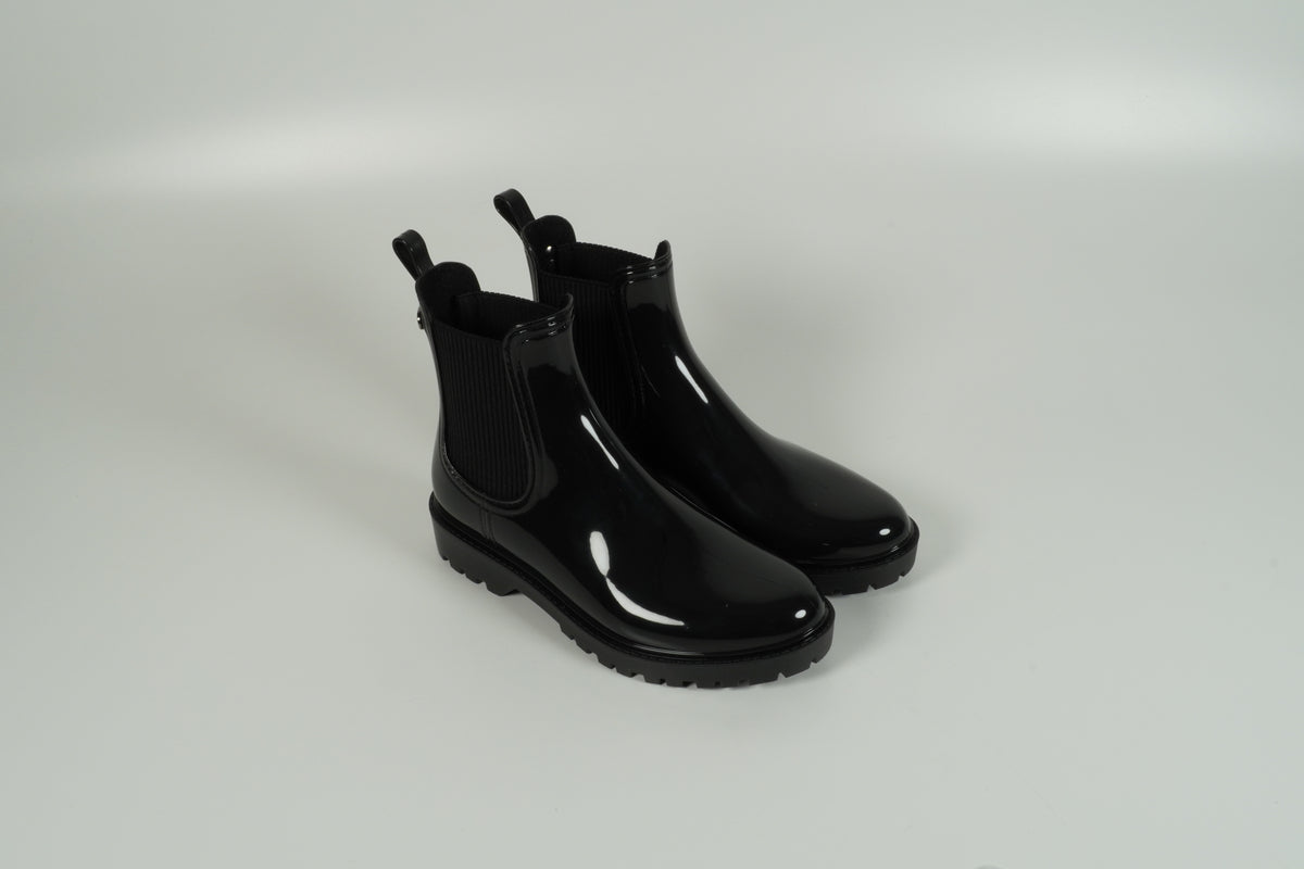 Black rubber boots