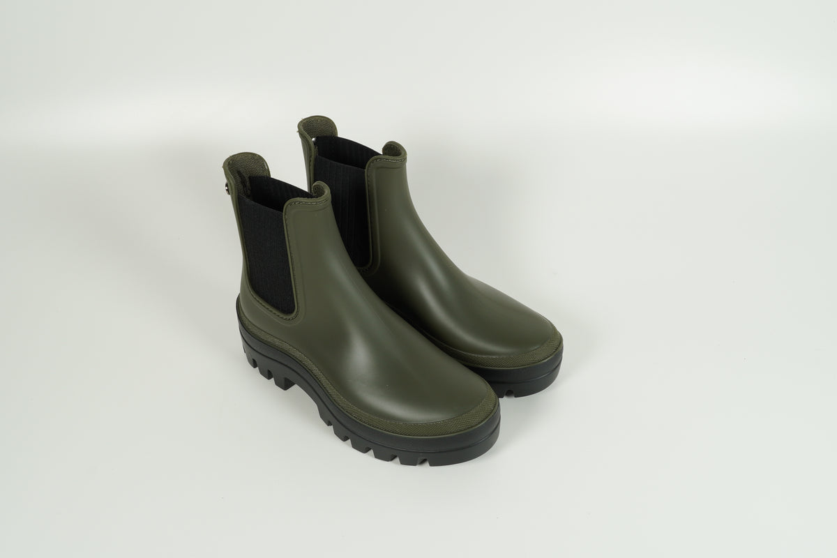 Green rubber boots