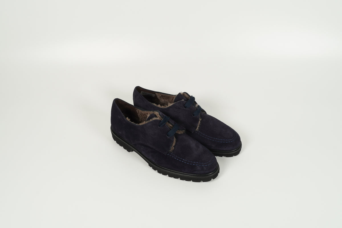Chaussure à lacets, doublée, bleue