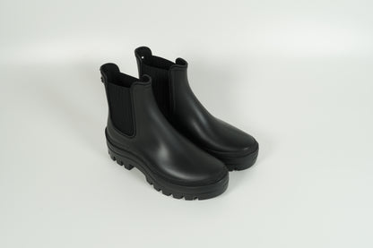 Black rubber boots