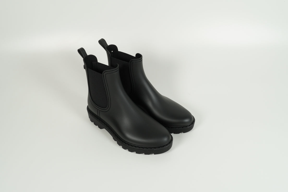 Black rubber boots