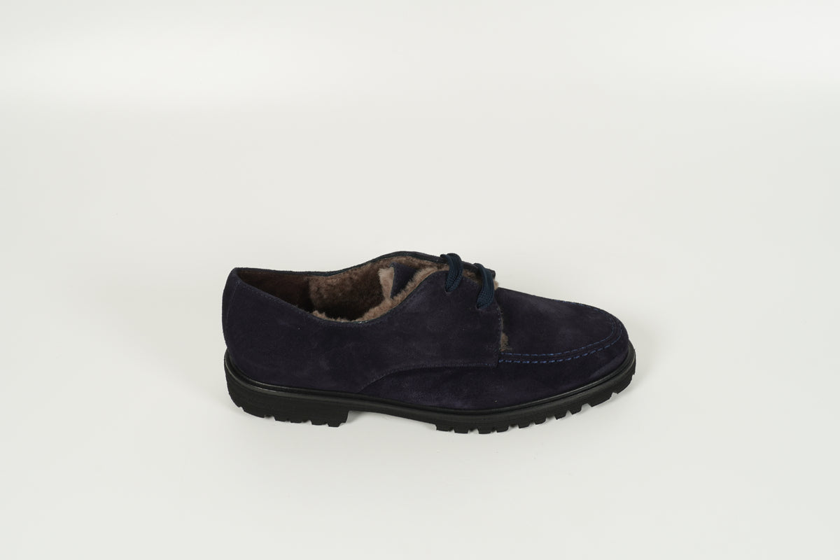 Chaussure à lacets, doublée, bleue