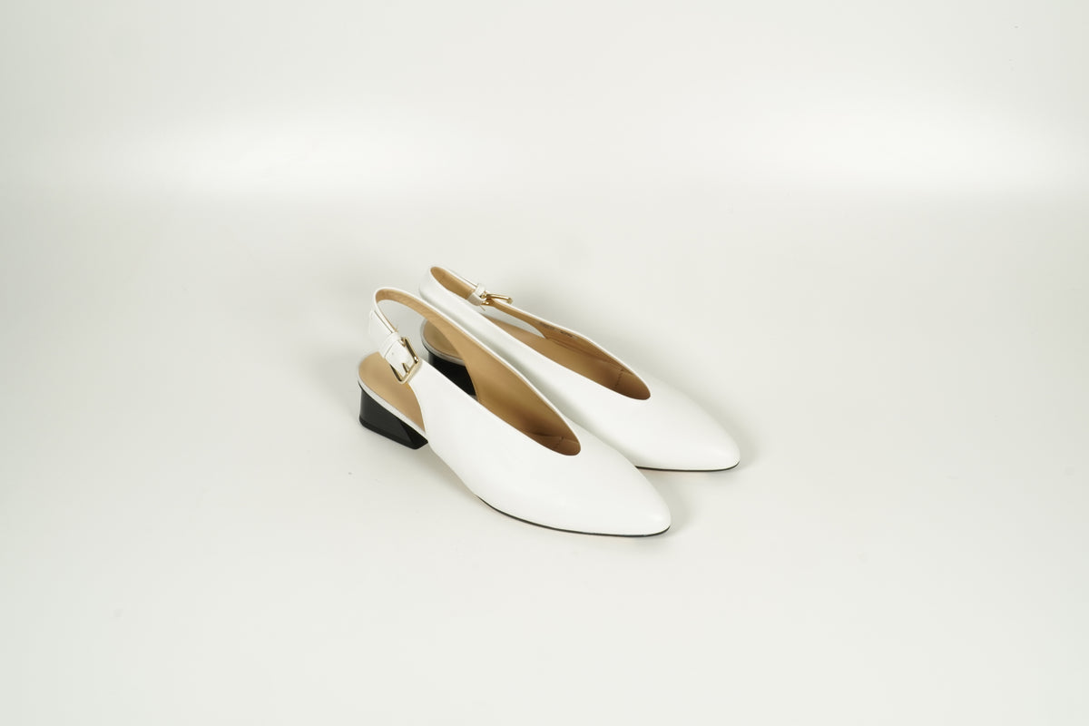 White slingback pumps