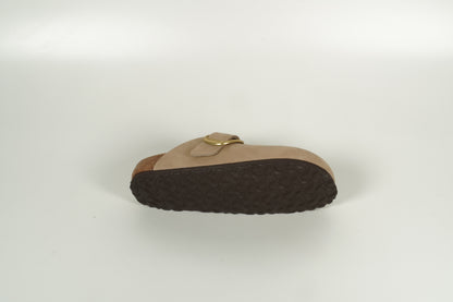 Hausschuh Boston Big Buckle Beige