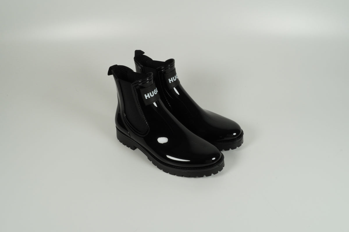 Black rubber boots