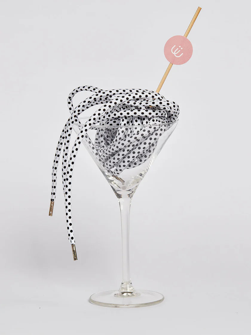 Schnürsenkel Weiss mit schwarzen Punkten