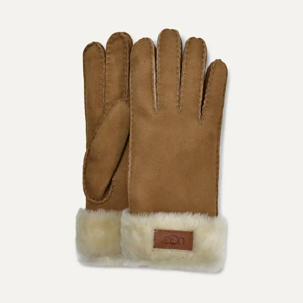 Gant marron à revers 