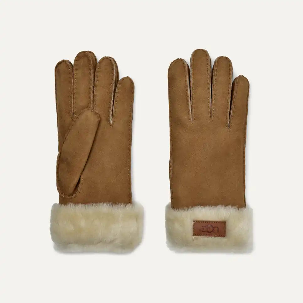 Gant marron à revers 